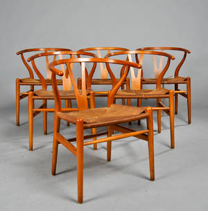 Hans J. Wegner. Seks Y-stole, model CH-24. af bøgetræ 6