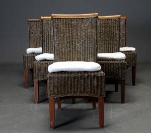 Spisestuestole. Stel af mahogny med kurveflet 6