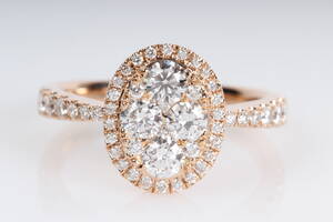 Brillantring af 14 kt rosaguld, 1.01 ct.