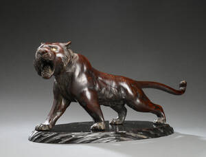 Tigerfigur af bronze, Japan, 1900-tallet