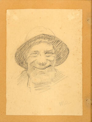 Michael Ancher, Portræt, blyant på papir, Fiskerportræt cd