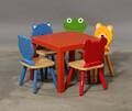 Fem stole af mærket ´Pin furniture´ samt bord 6