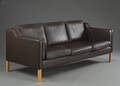 Tre pers sofa, brun anilin læder Stouby.