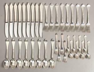 Bestik af sølvplet - Antik rococo 38