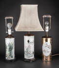 Tre kinesiske bordlamper af porcelæn 3