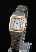 Cartier Santos damearmbåndsur af guld og stål  Denne vare er sat til omsalg under nyt varenummer 4299738