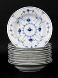 Royal Copenhagen. Musselmalet, riflet. Ti dybe tallerkener 10