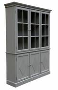 To-delt vitrineskab. Grålakeret. 2