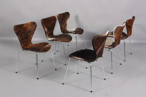 Arne Jacobsen Seks stole model 3107, koskind. 6