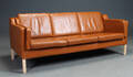 Stouby, tre-pers. sofa, cognacsfarvet læder, model Eva