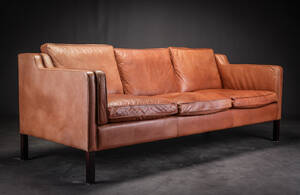 Stouby, tre-pers. sofa, brunt bøffellæder, model Eva
