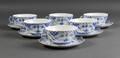 Royal Copenhagen. 6 par halvblonde musselmalet tekopper 12
