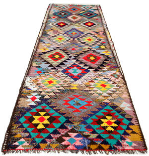 Handknuten persisk gallerimatta, Harsin-Kelim 320 x 130 cm