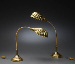 Par bordlamper af messing. 2