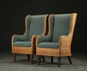 Par lænestole  øreklapstole af flet  2