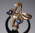 Vintage diamant og safirring
