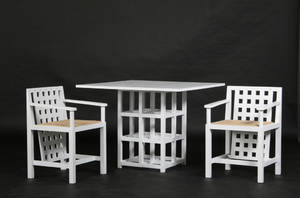 Charles Rennie Mackintosh 1868-1928. Square Gate Leg Table og to Candida armstole 3