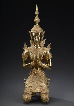 Thailandsk figur af messing, 1900-tallet