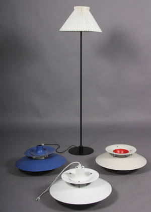 Tre PH5 lamper, samt Le Klint standerlampe.