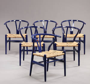 Hans J. Wegner. Sæt på seks Y-stole, model CH-24. 6