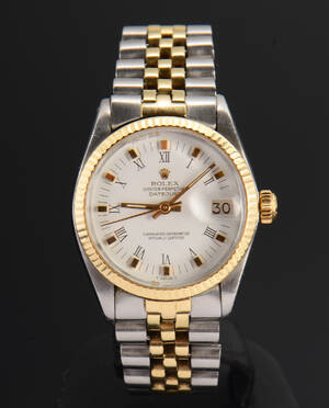 Rolex Oyster Perpetual Datejust, damearmbåndsur af guld og stål