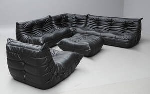Michel Ducaroy. Lounge sofasæt, model Togo, sort læder 5 