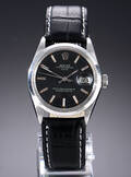 Rolex Date. Vintage herreur i stål med sort skive, ca. 1969