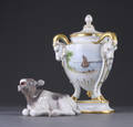 Prydurne samt figur af porcelæn. Kgl.P. og Rosenthal. 2