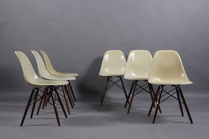 Charles Eames Sæt på seks skalstole. 6