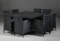 Havemøbler. Firkantet bord samt otte armstole, sort polyrattan 9