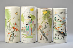 Fire kinesiske  cylindriske vaser 4