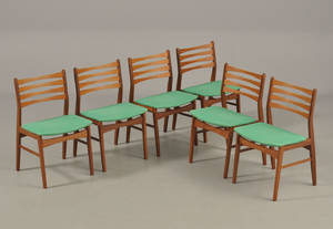 Dansk møbelproducent 6 stole af teak  uld, 1960erne 6