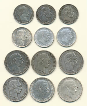 Danmark samling 1 og 2 kroner 1875-1916 sølv