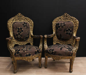 Karmstolar, ett par, rokokostil 2