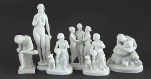 Figuriner 6st, parian, troligen Tyskland