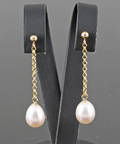 Yellow gold fresh water pearl earrings 2