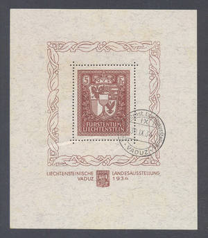 Liechtenstein Landesausstellung Vaduz 1934 miniark