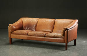 Tre-pers. sofa, læder, dansk møbelproducent