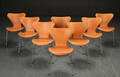 Arne Jacobsen, otte syverstole, model 3107, cognacfarvet læder 8 
