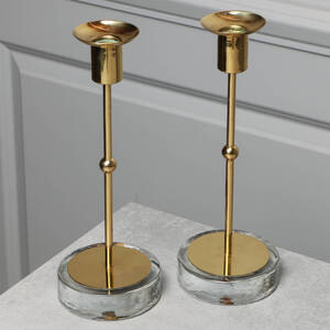 LJUSSTAKAR, 1 par, mässing samt glas