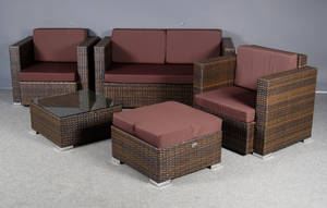 Havemøbelsæt. Model Phuket. Sofa  2 stole  bord  puff 5