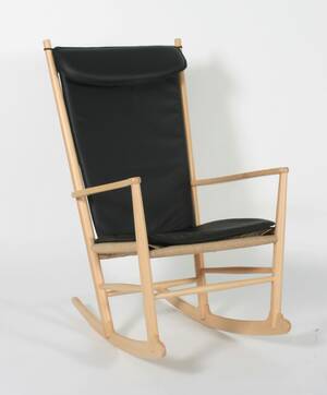 Hyndesæt til H. J. Wegners gyngestol, model J16 sort læder  Denne vare er sat til omsalg under nyt varenummer 4740322