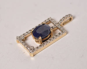 Safir- og brilliant vedhæng.