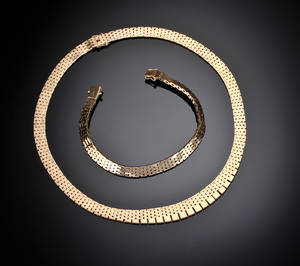 Murstenshalskæde og armbånd af guld - 54,6 gram 2