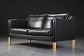 To-pers. sofa, sort læder