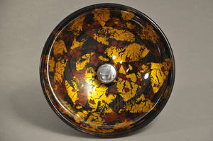 Rund håndvask af farvet glas i org. kasse 2