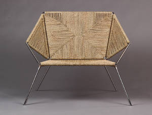 Knud Vinther. Spiderchair Feeter med vævning i naturfarvet søgræs