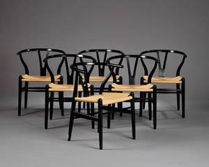 Hans J. Wegner. Sæt på seks Y-stole, model CH-24. 6