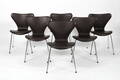 Arne Jacobsen. Sæt på seks stole syveren , model 3107, nybetrukket 6