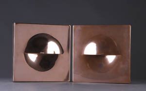 Dansk lampeproducent. Par væglamper af kobber. 2